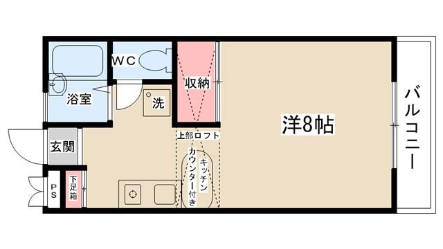 ロイヤルビレッヂ(ワンルーム/4階)の間取り写真