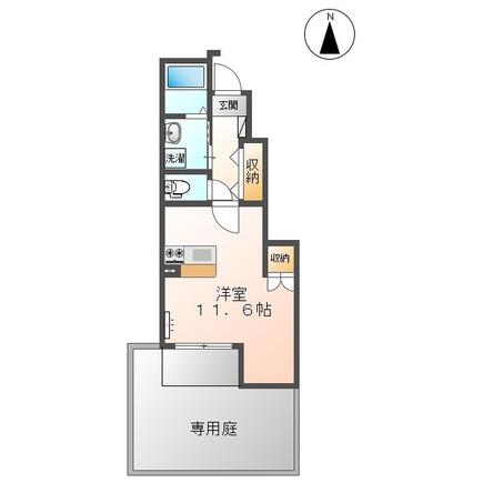 テゼーロ(ワンルーム/1階)の間取り写真