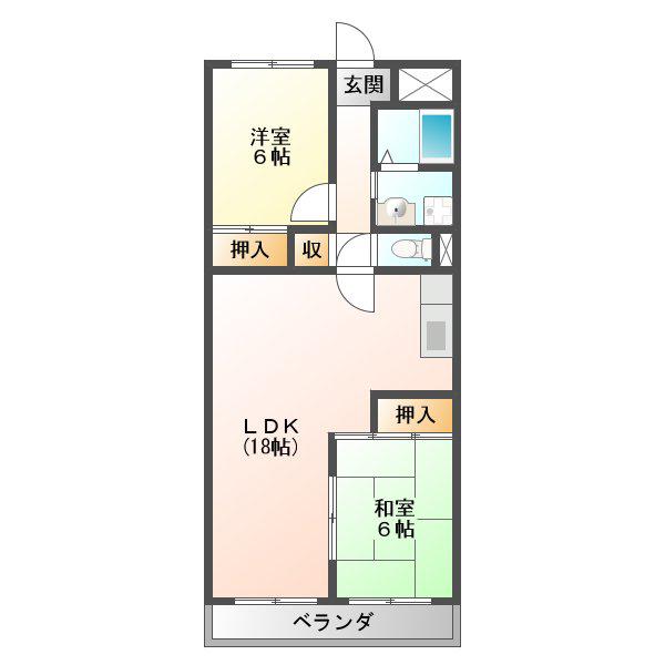 グランジュール淀川(2LDK/4階)の間取り写真
