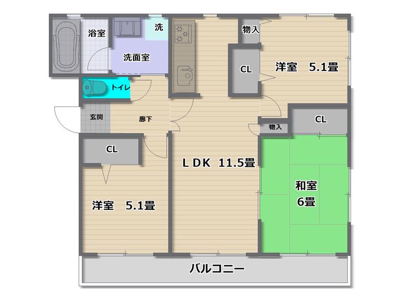 フォレスタ・ヴィラII(3LDK/1階)の間取り写真