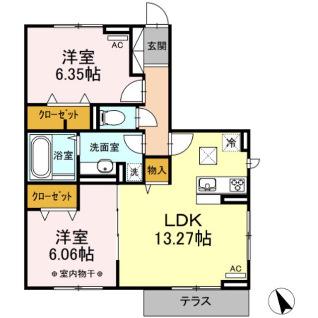 クレストアサヒ(2LDK/1階)の間取り写真