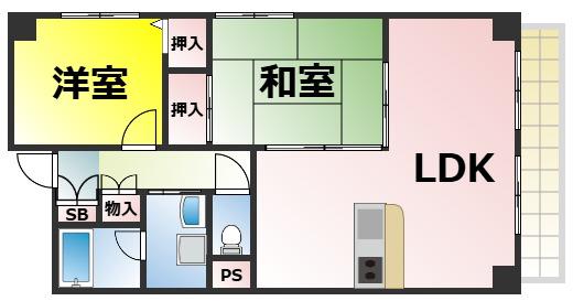LUNAMARE(2LDK/4階)の間取り写真