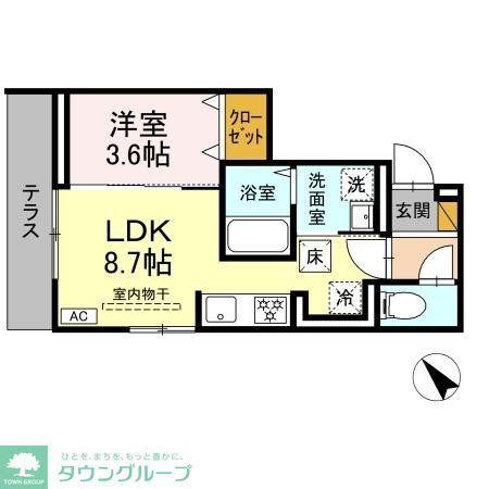 D-SOLACE幕張本郷2丁目(1LDK/1階)の間取り写真
