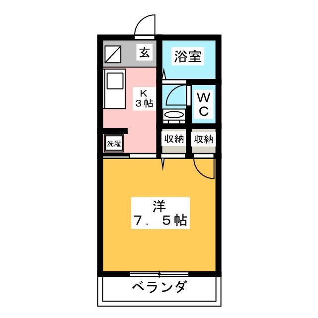 コンフォール鹿海 B(1K/2階)の間取り写真