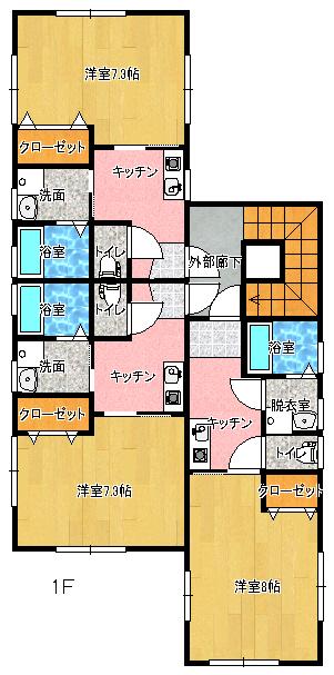 コーポのなか(1K/1階)の間取り写真