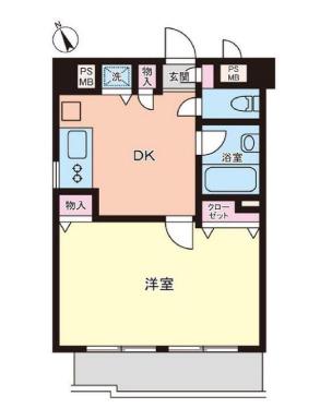 ジェイパーク武蔵小山(1DK/4階)の間取り写真