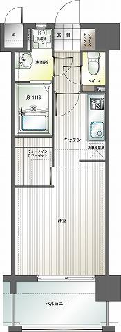 エンクレスト博多III(1K/12階)の間取り写真