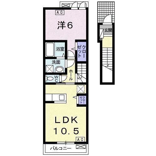 セレーノ B(1LDK/2階)の間取り写真