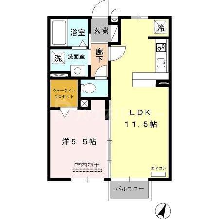 エルミタージュI(1LDK/2階)の間取り写真
