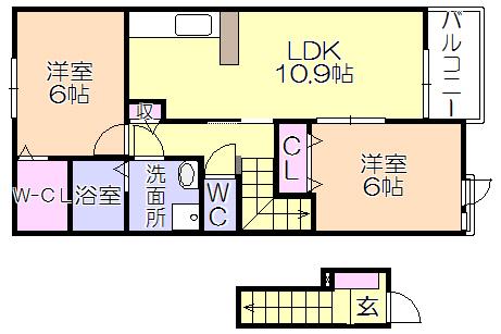 グランデムツミ・N(2LDK/2階)の間取り写真