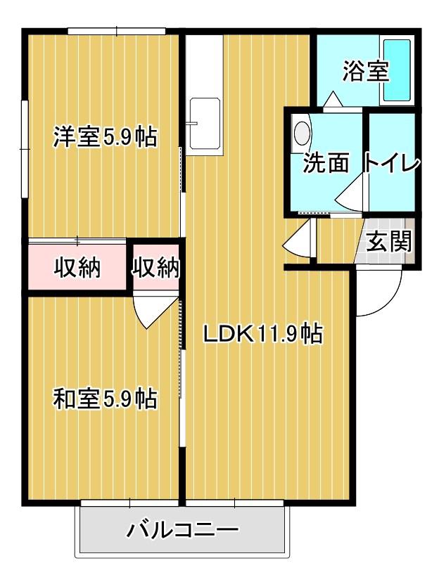 ブルーム(2LDK/2階)の間取り写真