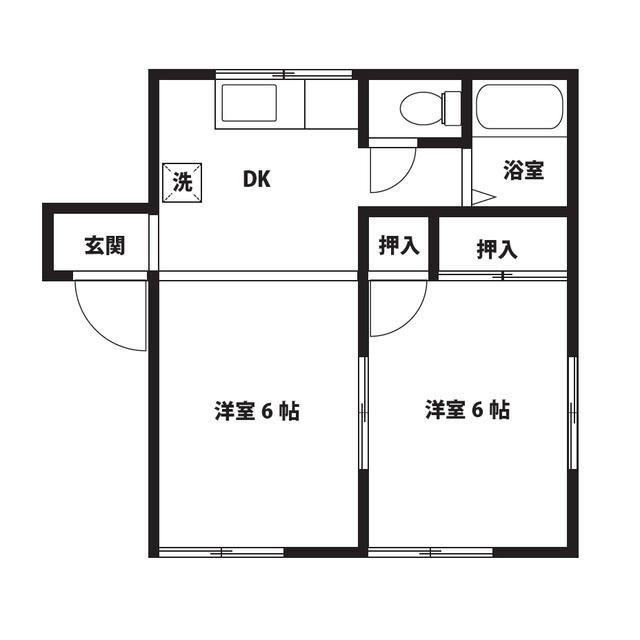 リシェス南栗原(2DK/1階)の間取り写真