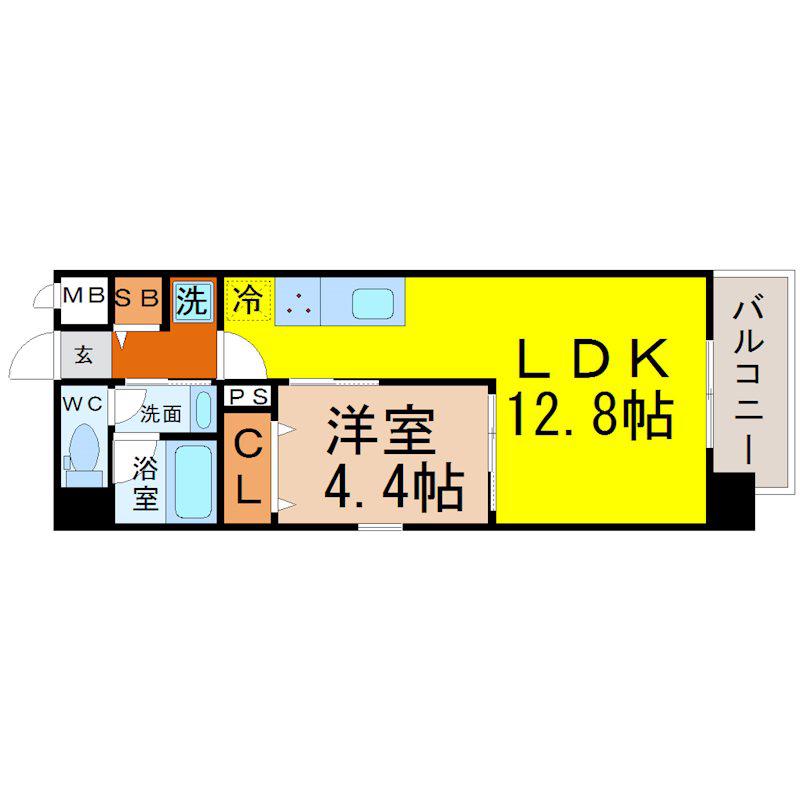 S-FORT名駅南五丁目(1LDK/9階)の間取り写真