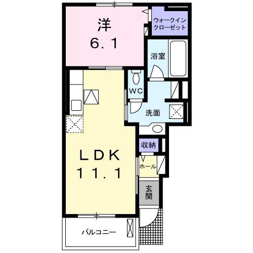 エアリーテラス ビサイド(1LDK/1階)の間取り写真