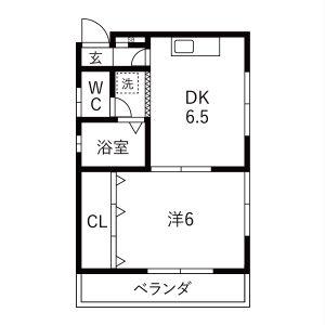 メゾンドール高砂(1DK/2階)の間取り写真