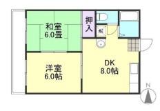 ホワイトマンション吉岡 C(2DK/1階)の間取り写真