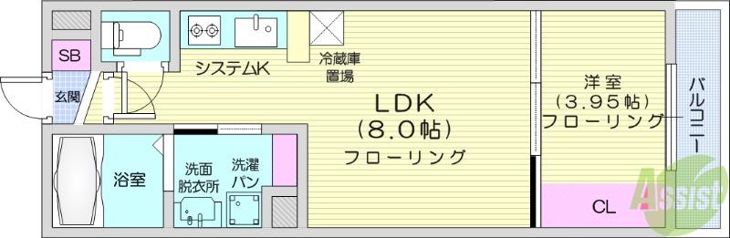 ドレスローザ(1LDK/1階)の間取り写真