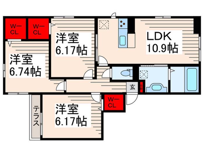 メゾンドシェリール(3LDK/1階)の間取り写真