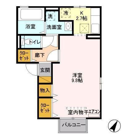 ココプリンセス(1K/1階)の間取り写真