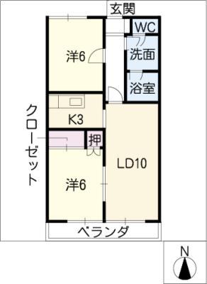 ソシオM(2LDK/2階)の間取り写真