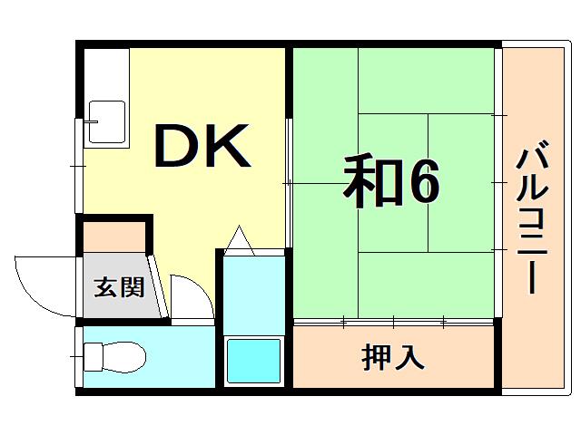 第2司マンション(1DK/3階)の間取り写真