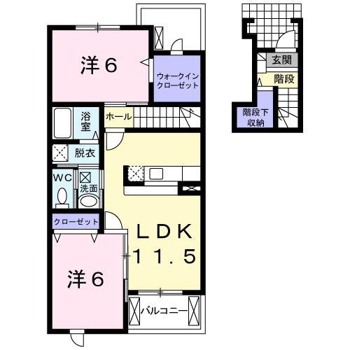 ポライトリーD(2LDK/2階)の間取り写真