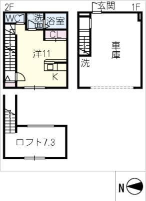 ザ シーサイドガレージ新舞子(ワンルーム/2階)の間取り写真