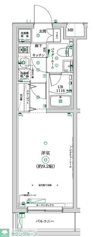 ガレリアレジデンス大泉学園(1K/1階)の間取り写真