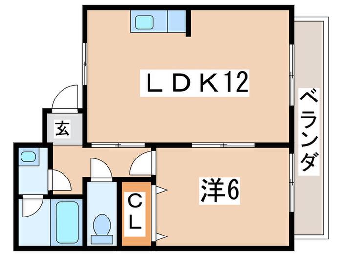 ミスターK北武庫之荘113(1LDK/2階)の間取り写真