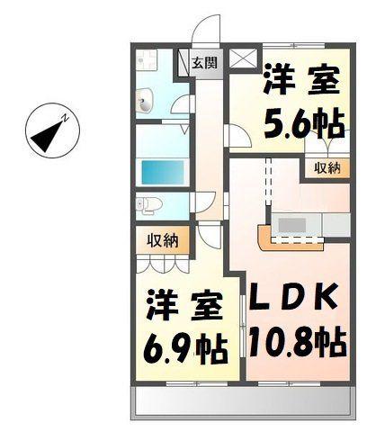 サンコート越谷(2LDK/2階)の間取り写真