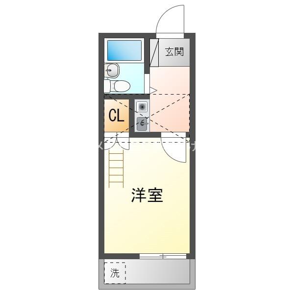 ユトリロ平川本町(1K/1階)の間取り写真