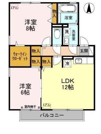 タウンスクエアA/B/C(2LDK/2階)の間取り写真