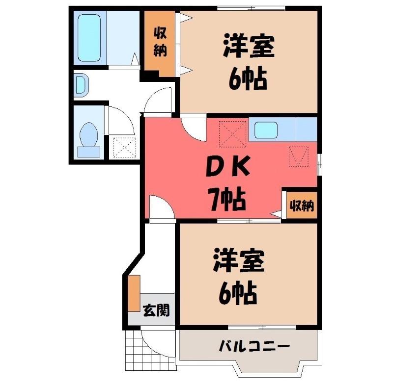 ラ ルミエール メゾンII(2DK/1階)の間取り写真