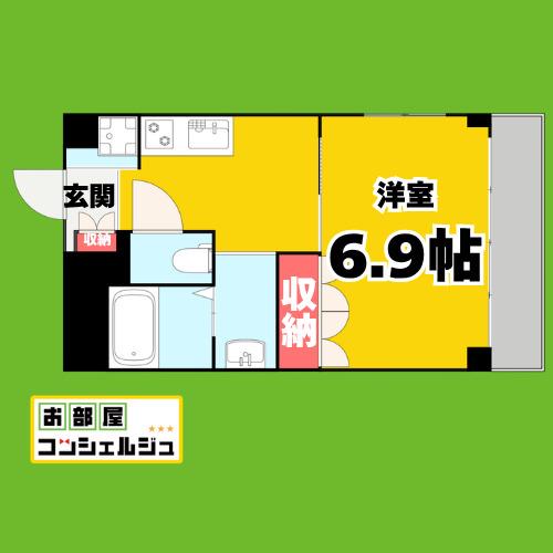 フェリーチェ(1K/4階)の間取り写真