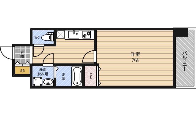 フォレストガーデン今福鶴見Ⅳ(1K/13階)の間取り写真