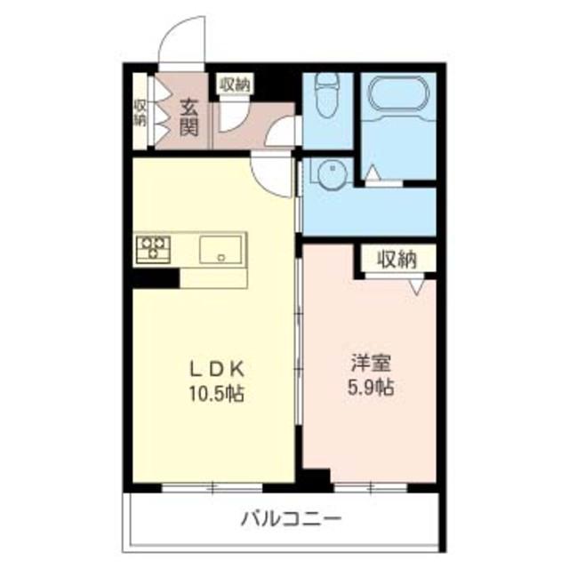 フレア・オダサガ(1LDK/1階)の間取り写真
