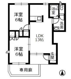 ガーデンパレスB棟(2LDK/1階)の間取り写真