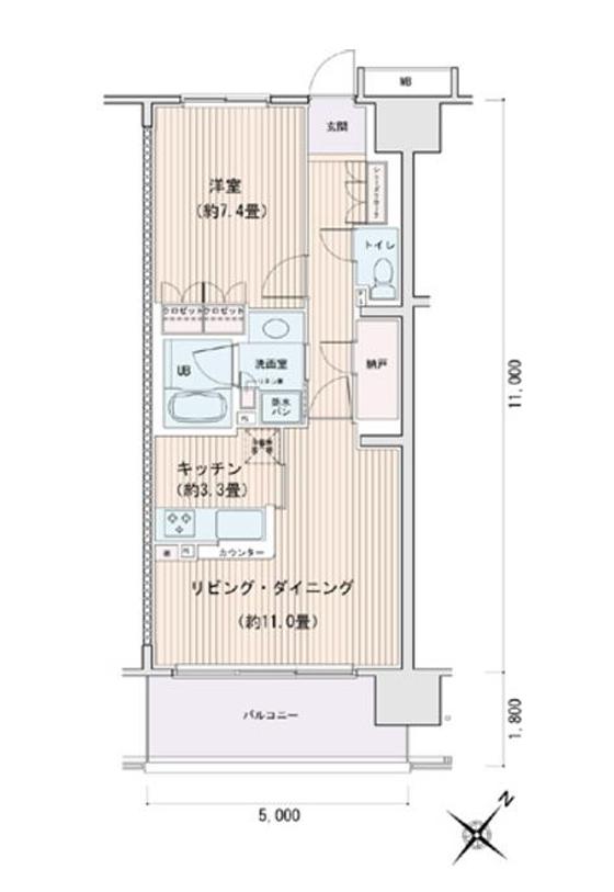 エスティメゾン豊洲レジデンスC棟(1LDK/6階)の間取り写真
