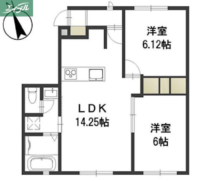 ラ・セーヌ福成 C棟(2LDK/1階)の間取り写真