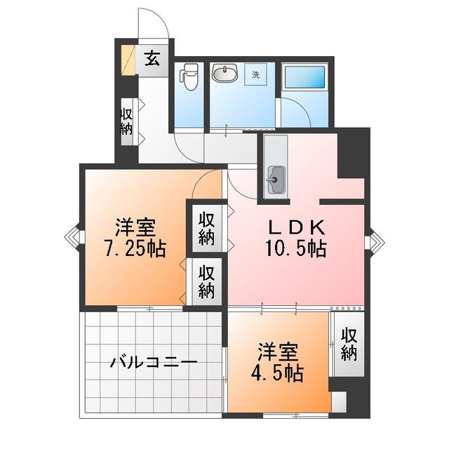 センターウィング(2LDK/8階)の間取り写真