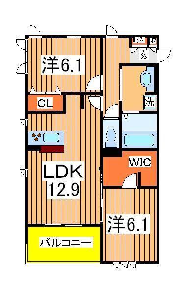 リシェスⅡ(2LDK/3階)の間取り写真