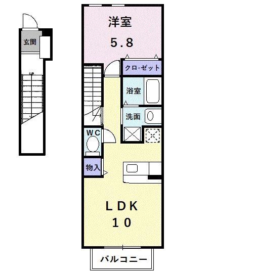 フローラル・ステージ白鷺(1LDK/2階)の間取り写真