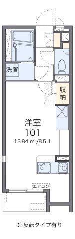 ミランダストーンイエロー加古川(ワンルーム/1階)の間取り写真