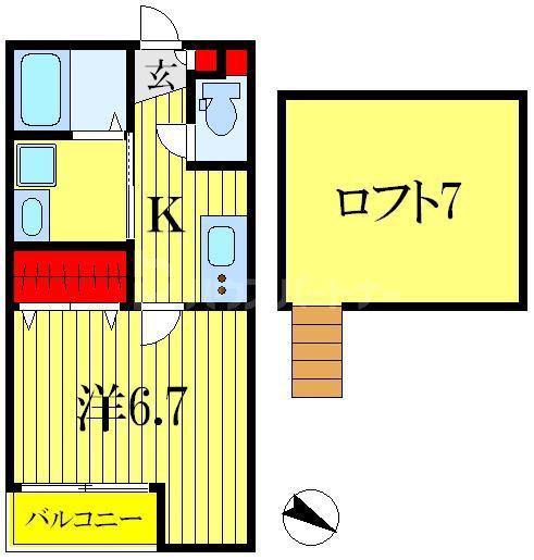 グレイス・カーサ新宿(1K/2階)の間取り写真