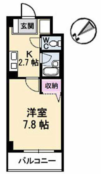 JRBハイツ横川(1K/3階)の間取り写真