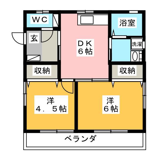 パールハウス(2DK/1階)の間取り写真