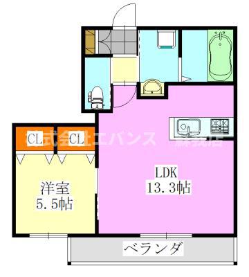 BLESSED COURT(1LDK/1階)の間取り写真