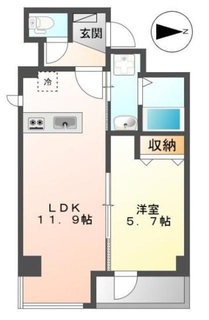 KMW小杉(1LDK/8階)の間取り写真