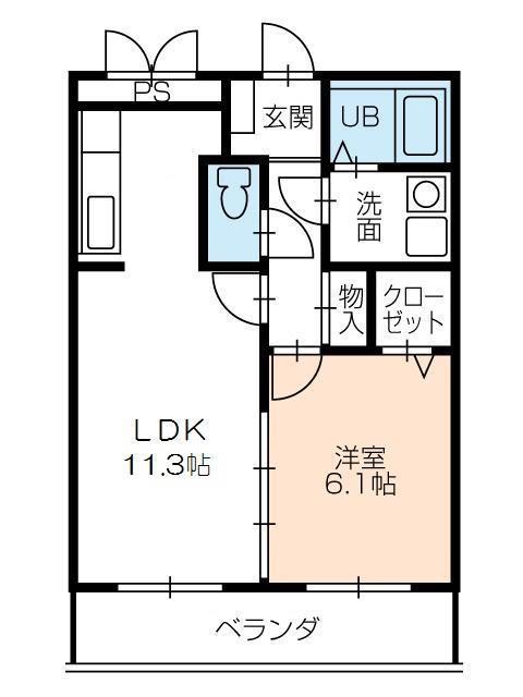 桜ケ丘LUCKHILL(1LDK/1階)の間取り写真