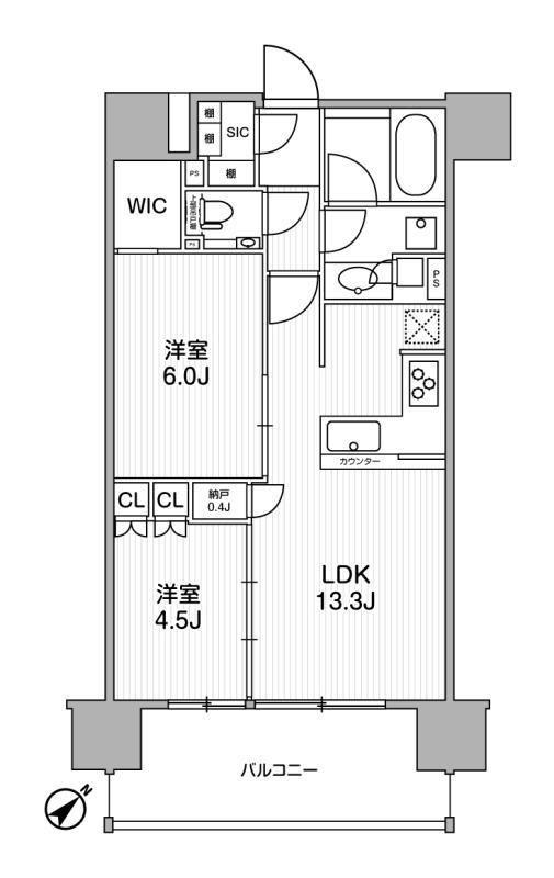 ディームス渋谷本町(2LDK/13階)の間取り写真